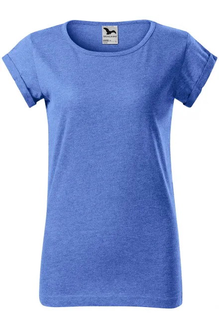 Damen T-Shirt mit gerollten Ärmeln - blauer Marmor, XS