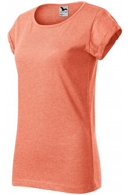 Damen T-Shirt mit gerollten Ärmeln, orange Marmor, T-Shirts