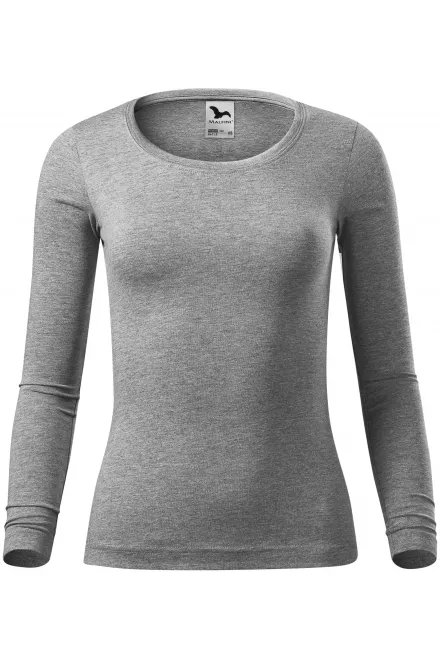 Damen T-Shirt mit langen Ärmeln - dunkelgrauer Marmor, XS