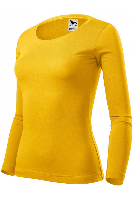 Damen T-Shirt mit langen Ärmeln, gelb, Damen-T-Shirts