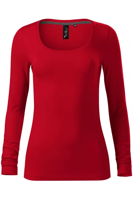 Damen T-Shirt mit langen Ärmeln und tiefem Ausschnitt - formula red, L