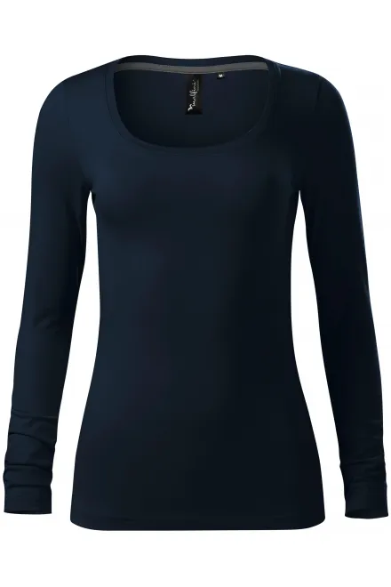 Damen T-Shirt mit langen Ärmeln und tiefem Ausschnitt - dunkelblau, L