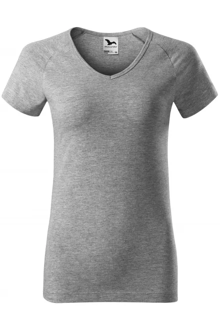 Damen T-Shirt mit Raglanärmel - dunkelgrauer Marmor, L