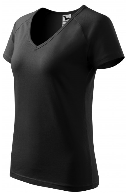 Damen T-Shirt mit Raglanärmel, schwarz, Baumwoll-T-Shirts
