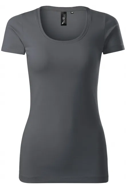 Damen T-Shirt mit Ziernähten - hellgrau, L