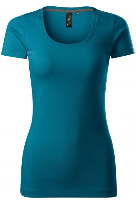 Damen T-Shirt mit Ziernähten - petrol blue, L