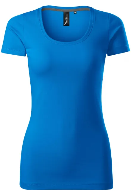 Damen T-Shirt mit Ziernähten - meerblau, L