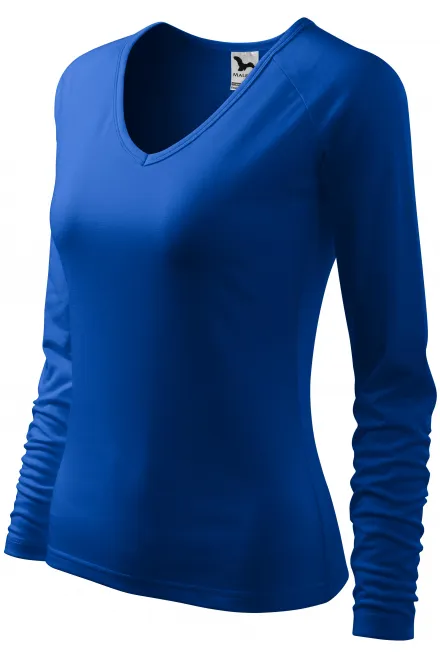 Eng anliegendes T-Shirt für Damen, V-Ausschnitt, königsblau