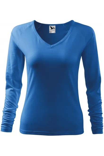Eng anliegendes T-Shirt für Damen, V-Ausschnitt - hellblau, L