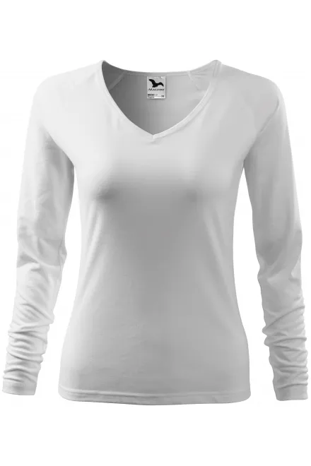 Eng anliegendes T-Shirt für Damen, V-Ausschnitt - weiß, L
