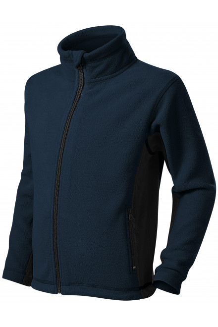 Fleece-Kontrastjacke für Kinder, dunkelblau, Sweatshirts mit Reißverschluss