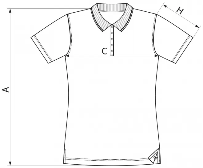 Damen elegantes mercerisiertes Poloshirt - Maßtabelle