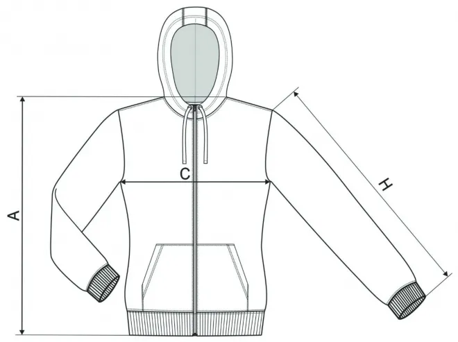 Damen-Sweatshirt im Tarnmuster - Maßtabelle