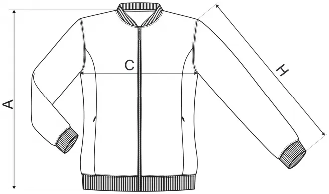 Damen Sweatshirt mit versteckten Taschen - Maßtabelle