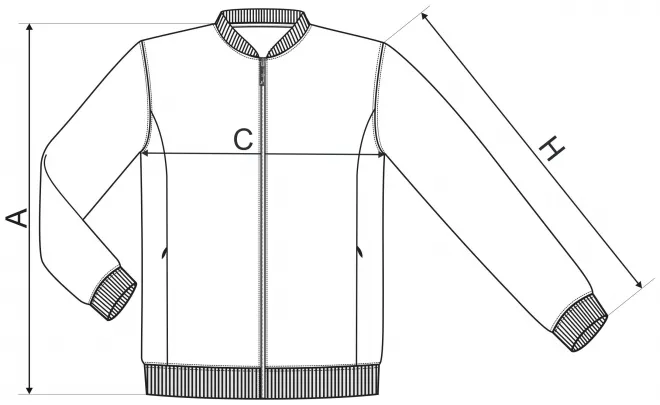 Herren Sweatshirt mit versteckten Taschen - Maßtabelle