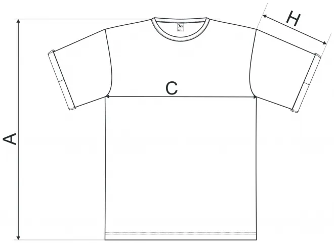 Herren T-Shirt mit gerollten Ärmeln - Maßtabelle