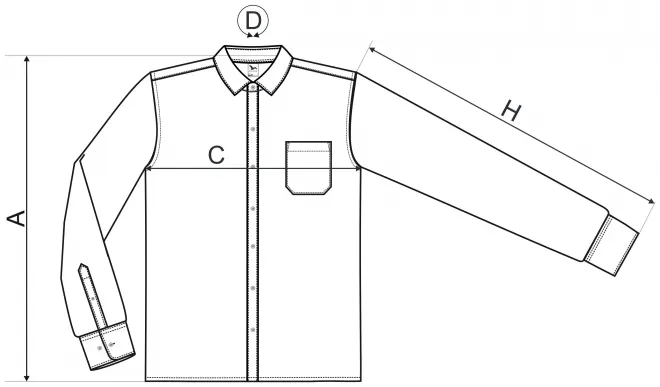 Herrenhemd mit langen Ärmeln - Maßtabelle
