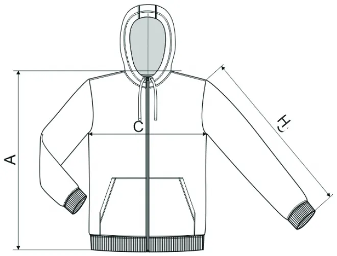 Tarn-Sweatshirt für Herren - Maßtabelle