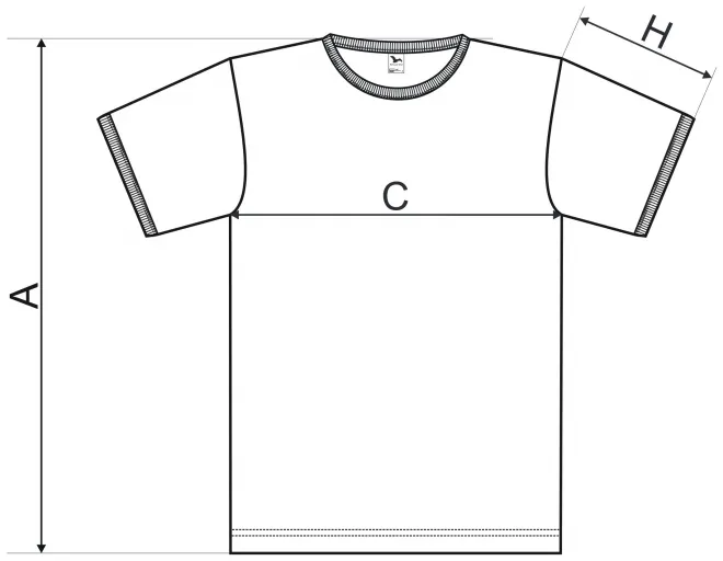 Unisex kontrast T-Shirt - Maßtabelle