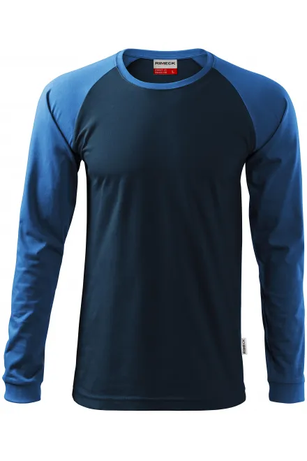 Herren Kontrast T-Shirt mit langen Ärmeln - dunkelblau, M