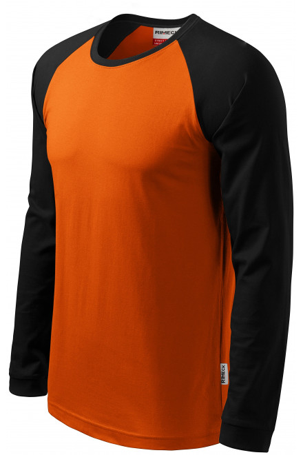 Herren Kontrast T-Shirt mit langen Ärmeln, orange