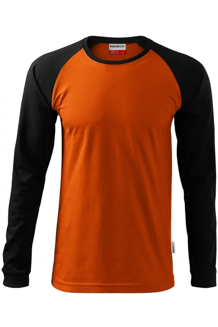 Herren Kontrast T-Shirt mit langen Ärmeln - orange, M