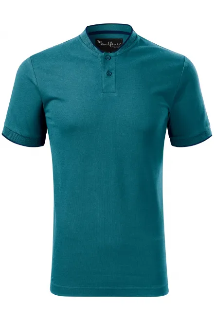 Herren-Poloshirt mit Bomberkragen - petrol blue, S