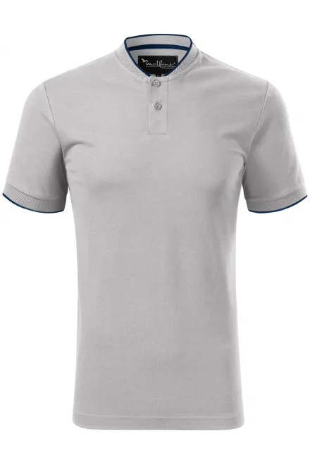 Herren-Poloshirt mit Bomberkragen - Silber grau, S