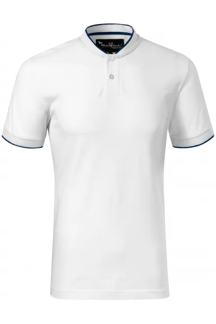 Herren-Poloshirt mit Bomberkragen - weiß, S