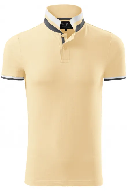 Herren Poloshirt mit Stehkragen - vanille, S