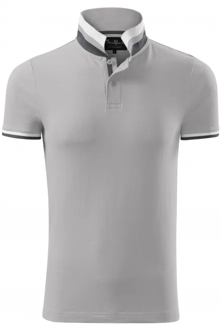 Herren Poloshirt mit Stehkragen - Silber grau, S