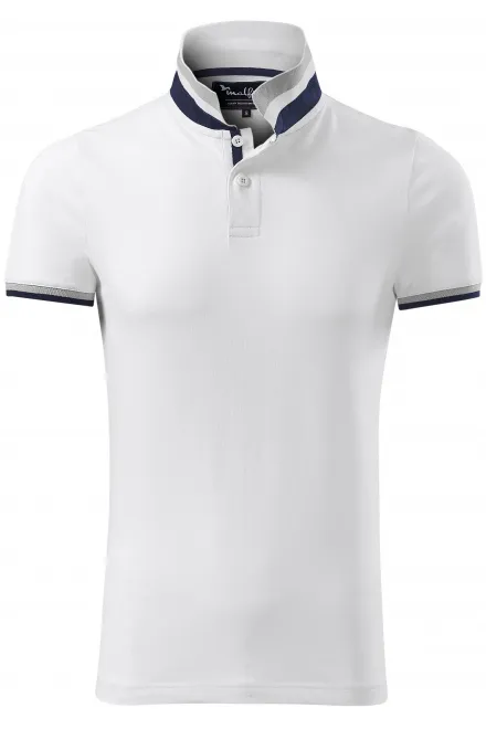 Herren Poloshirt mit Stehkragen - weiß, S