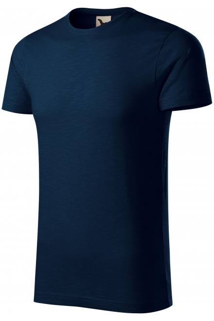 Herren-T-Shirt aus strukturierter Bio-Baumwolle, dunkelblau, blaue T-Shirts