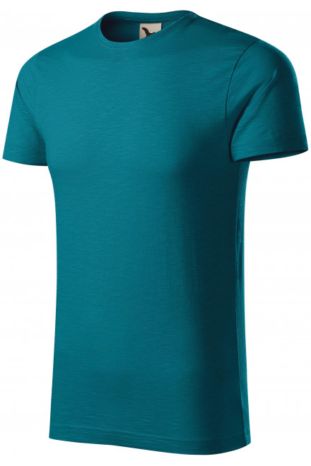 Herren-T-Shirt aus strukturierter Bio-Baumwolle, petrol blue, T-Shirts mit kurzen Ärmeln