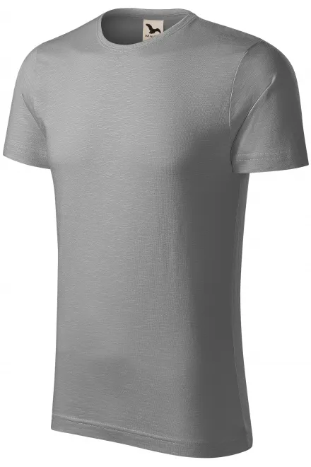 Herren-T-Shirt aus strukturierter Bio-Baumwolle, altes Silber