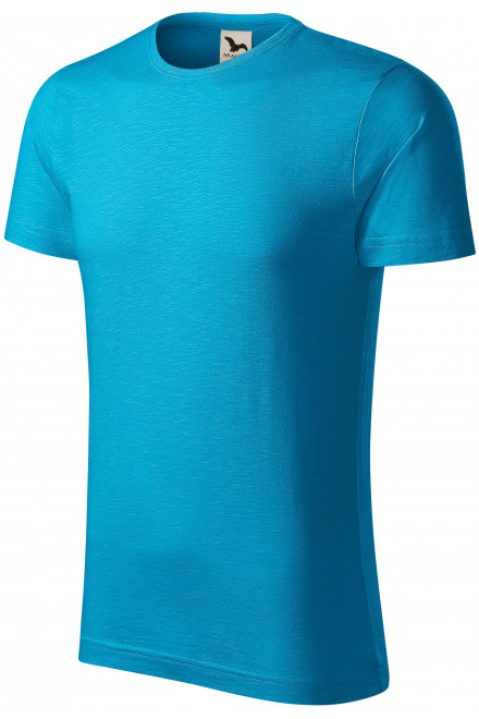 Herren-T-Shirt aus strukturierter Bio-Baumwolle, türkis, T-Shirts mit kurzen Ärmeln