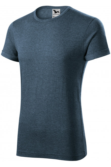 Herren T-Shirt mit gerollten Ärmeln, dunkler Denim-Marmor, blaue T-Shirts