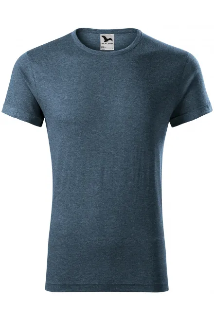 Herren T-Shirt mit gerollten Ärmeln - dunkler Denim-Marmor, M