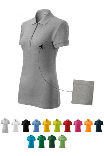 Damen einfaches Poloshirt, dunkelgrauer Marmor