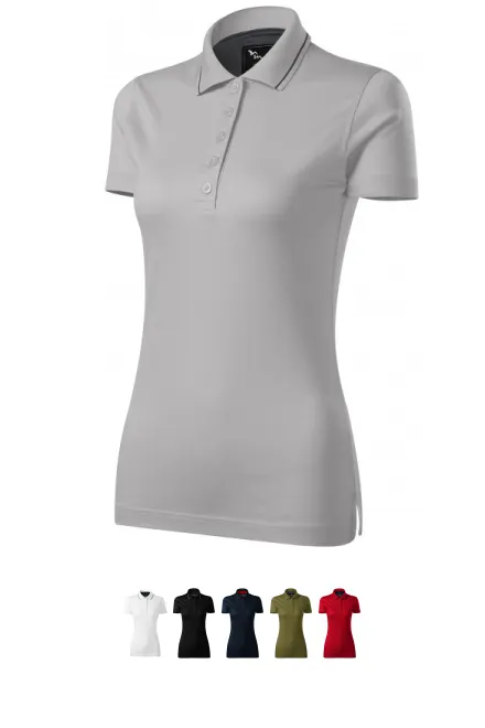 Damen elegantes mercerisiertes Poloshirt, Silber grau