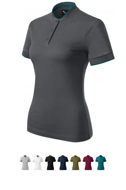 Damen-Poloshirt mit Bomberkragen, hellgrau