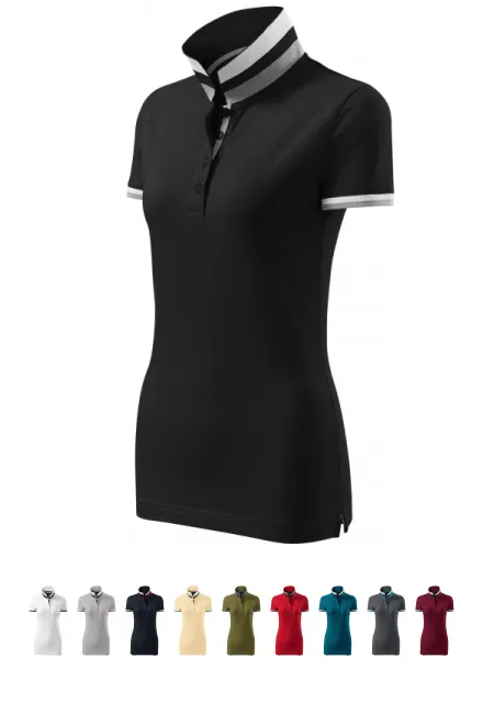Damen Poloshirt mit Stehkragen, schwarz