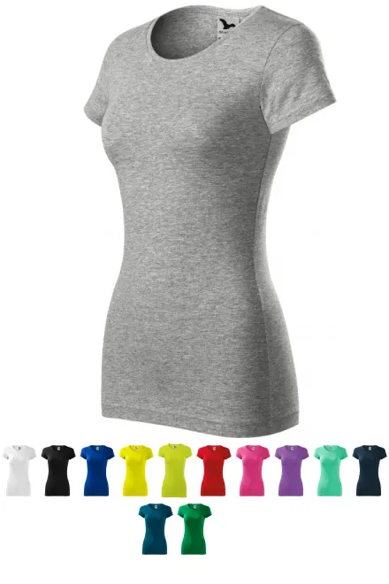 Damen Slim Fit T-Shirt, dunkelgrauer Marmor