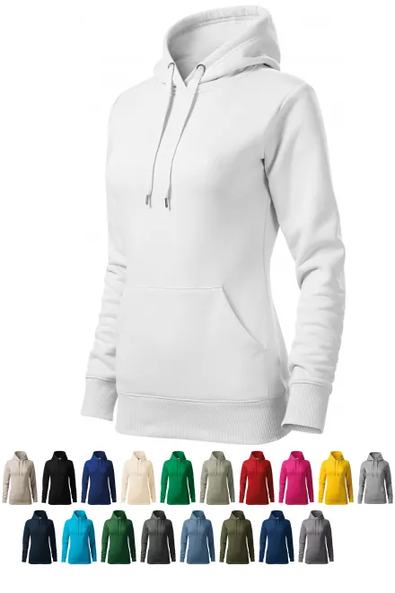 Damen Sweatshirt mit Kapuze ohne Reißverschluss, weiß