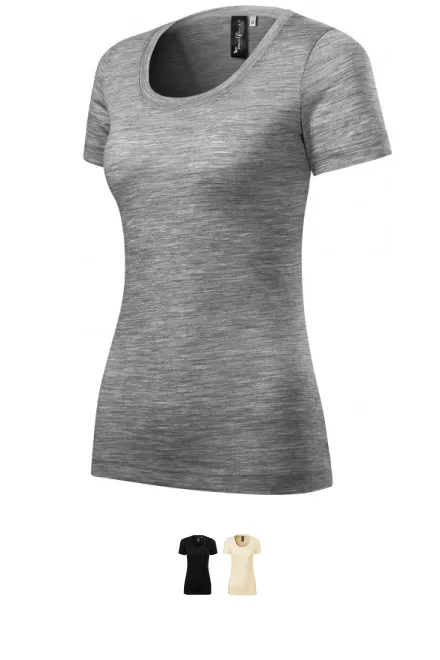Damen T-Shirt aus Merinowolle, dunkelgrauer Marmor