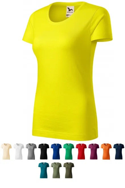 Damen-T-Shirt aus strukturierter Bio-Baumwolle, zitronengelb