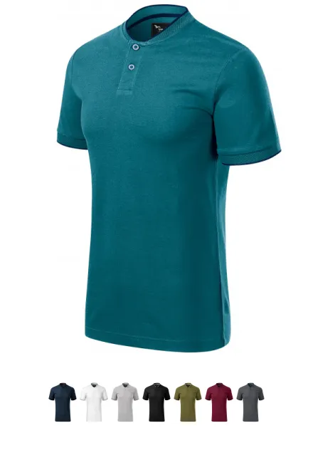 Herren-Poloshirt mit Bomberkragen, petrol blue