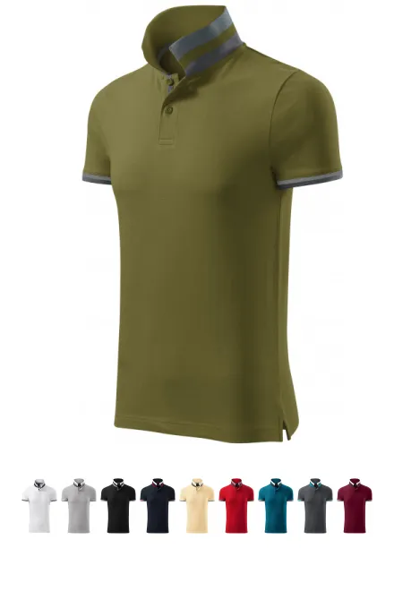Herren Poloshirt mit Stehkragen, Avocado