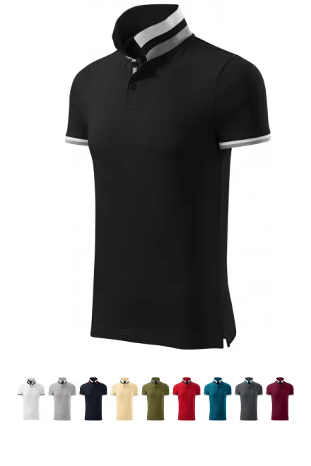 Herren Poloshirt mit Stehkragen, schwarz