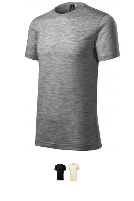 Herren T-Shirt aus Merinowolle, dunkelgrauer Marmor
